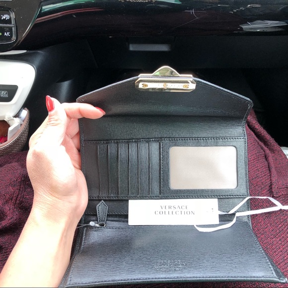 BNWT auth Versace Collection black leather wallet - Picture 4 of 8